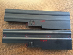 Produktfälschung Lenovo Akku T60 Unterseite