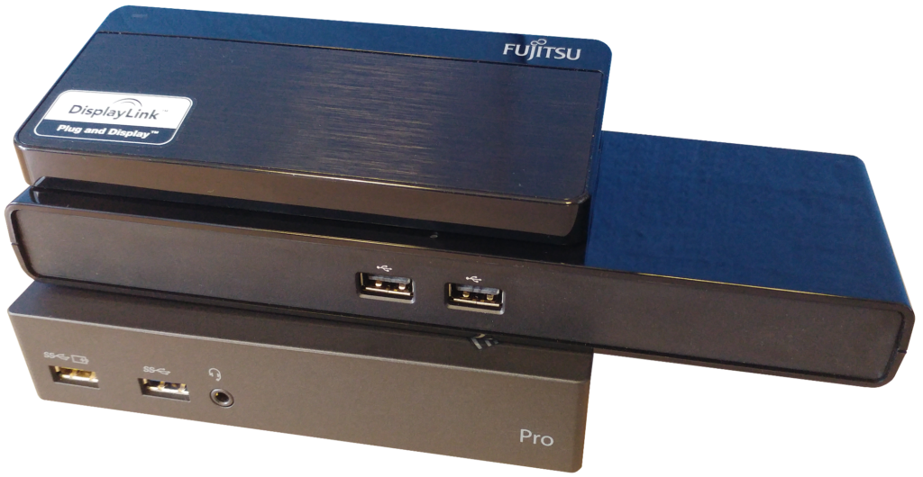 Die drei Port Replikatoren des Port Replikator Vergleichstest von Fujitsu, HP und Lenovo