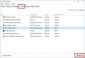 Autostart aufräumen beim langsamen Notebook