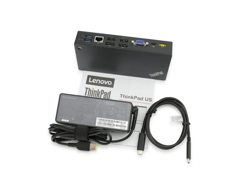 Der Lieferumfang der Lenovo ThinkPad PR USB-C Dock