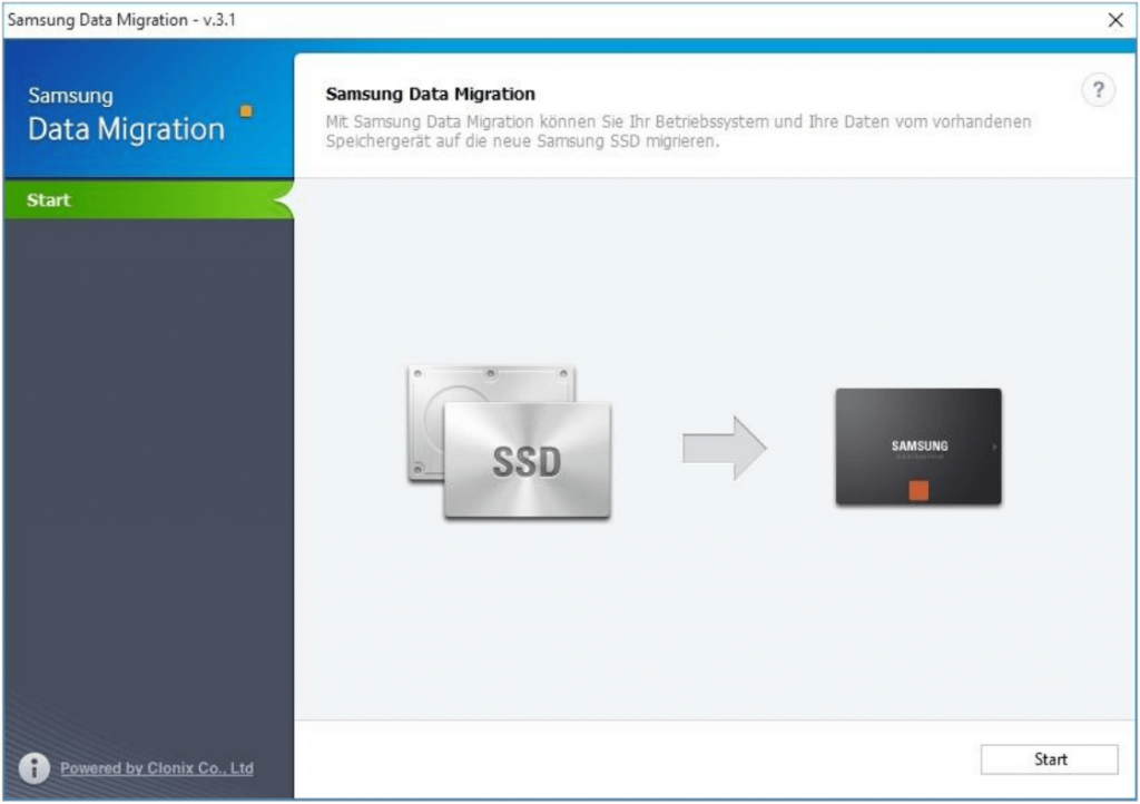 SSD Umzug mit der Samsung Data Migration Software
