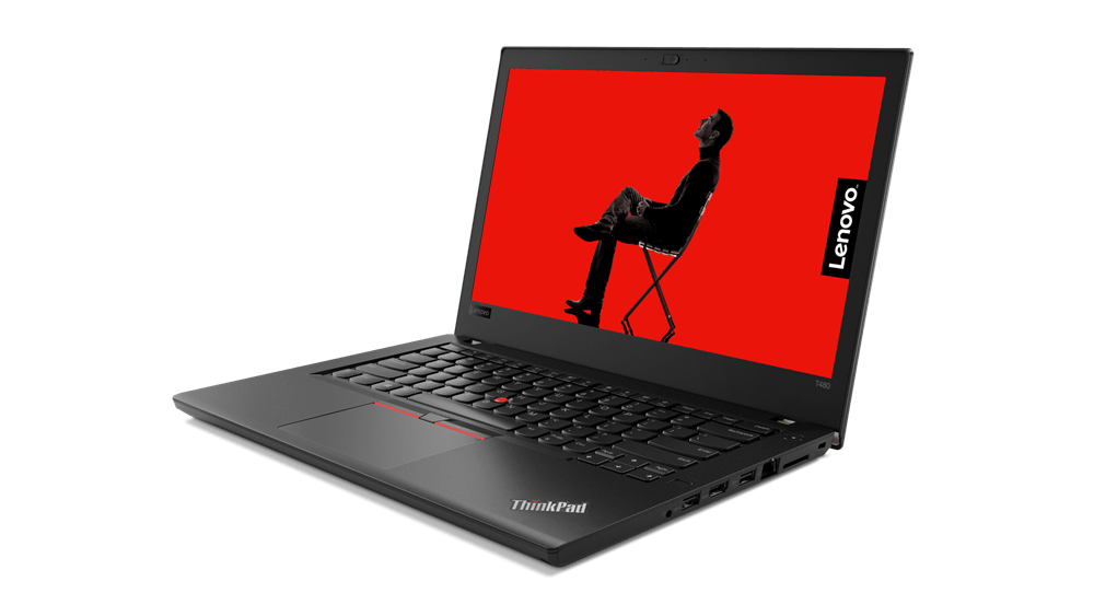 Lenovo ThinkPad T480 Notebook von der Seite.